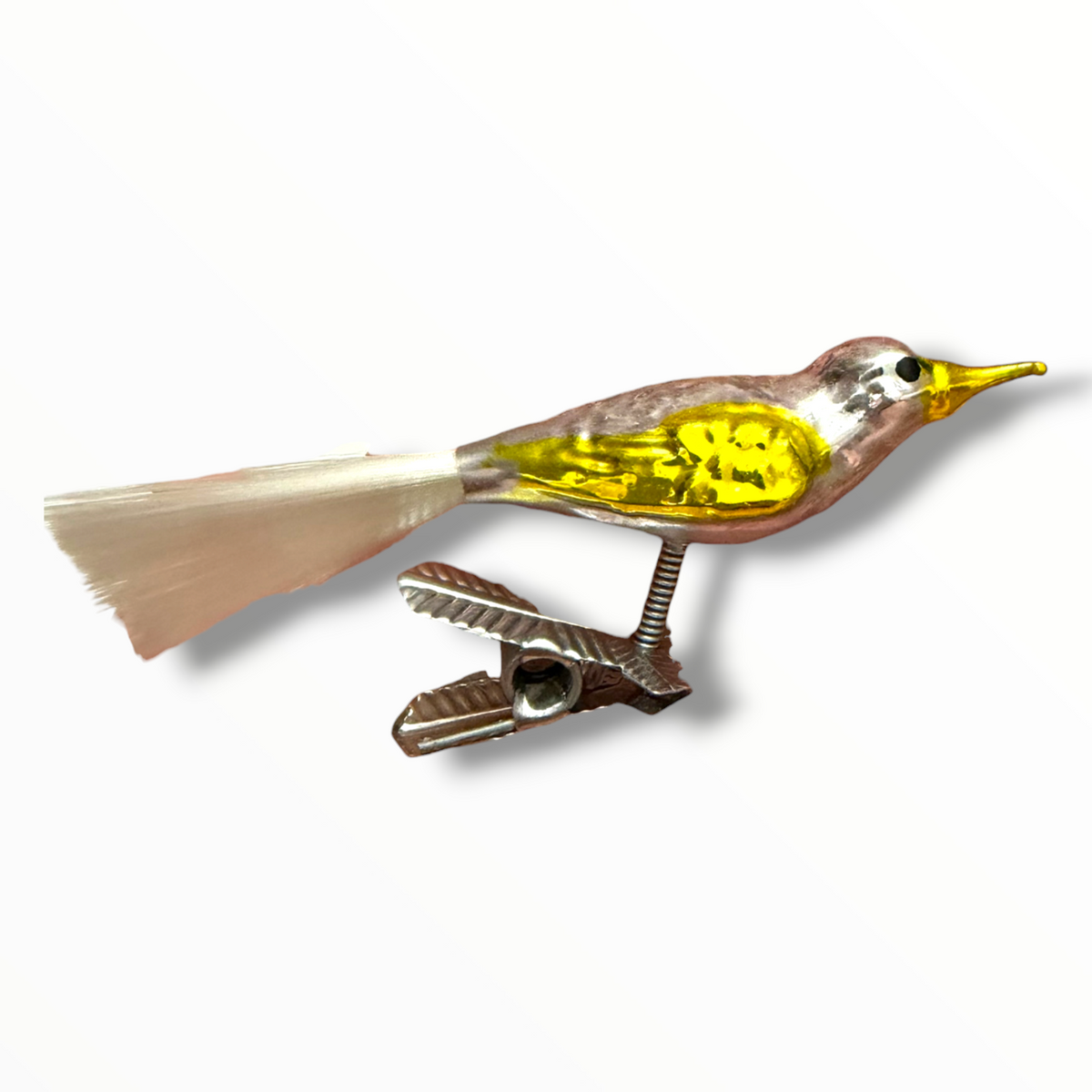 Bird on a clip Glass Ornament