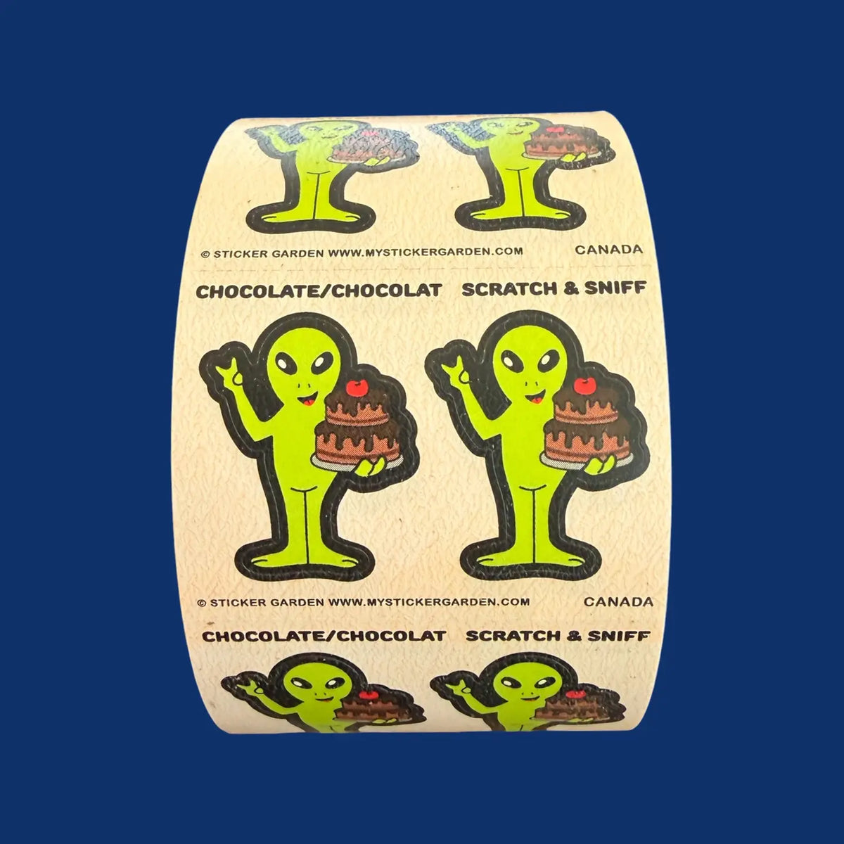 Sticker Roll - Scratch and Sniff Alien with Cocolate Scent