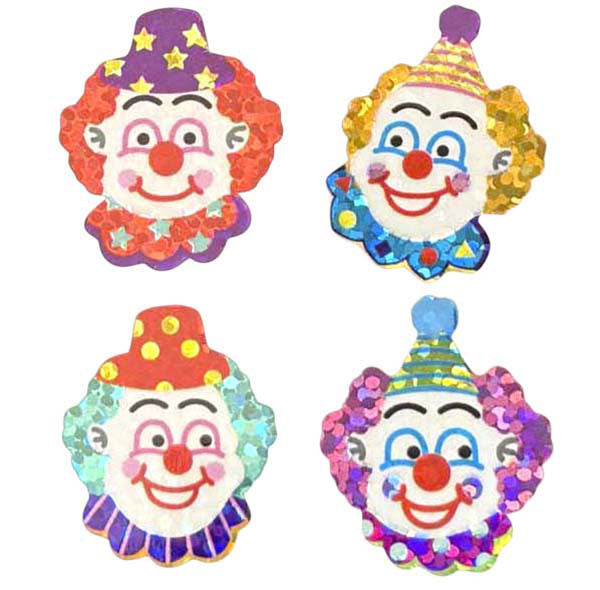 Sparkle Clown Heads x6