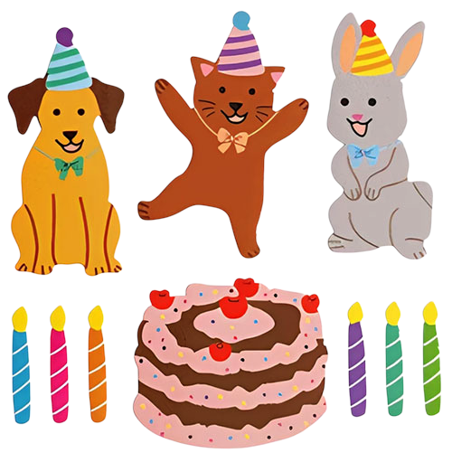 Glossy Birthday Pets x6