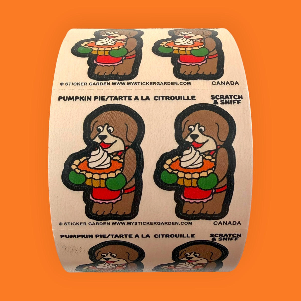 Sticker Roll -  Scratch and Sniff Dog with Pumpkin Pie Scent (W)