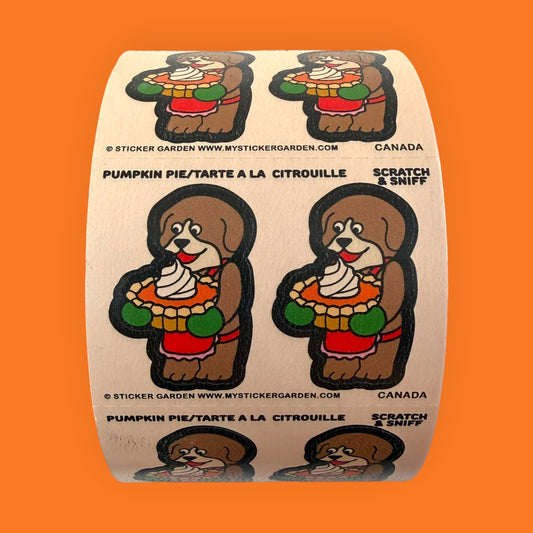Sticker Roll -  Scratch and Sniff Dog with Pumpkin Pie Scent (W)