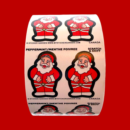 Sticker Roll -  Scratch and Sniff Santa with Peppermint Scent (W)