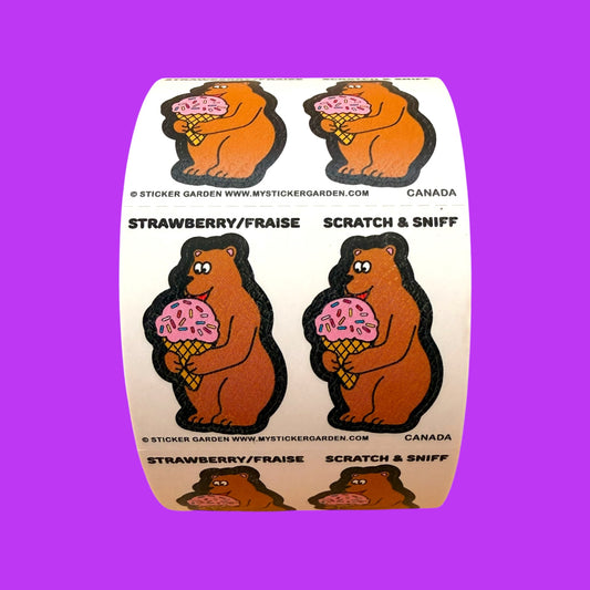 Sticker Roll -  Scratch and Sniff Bear with Strawberry Scent