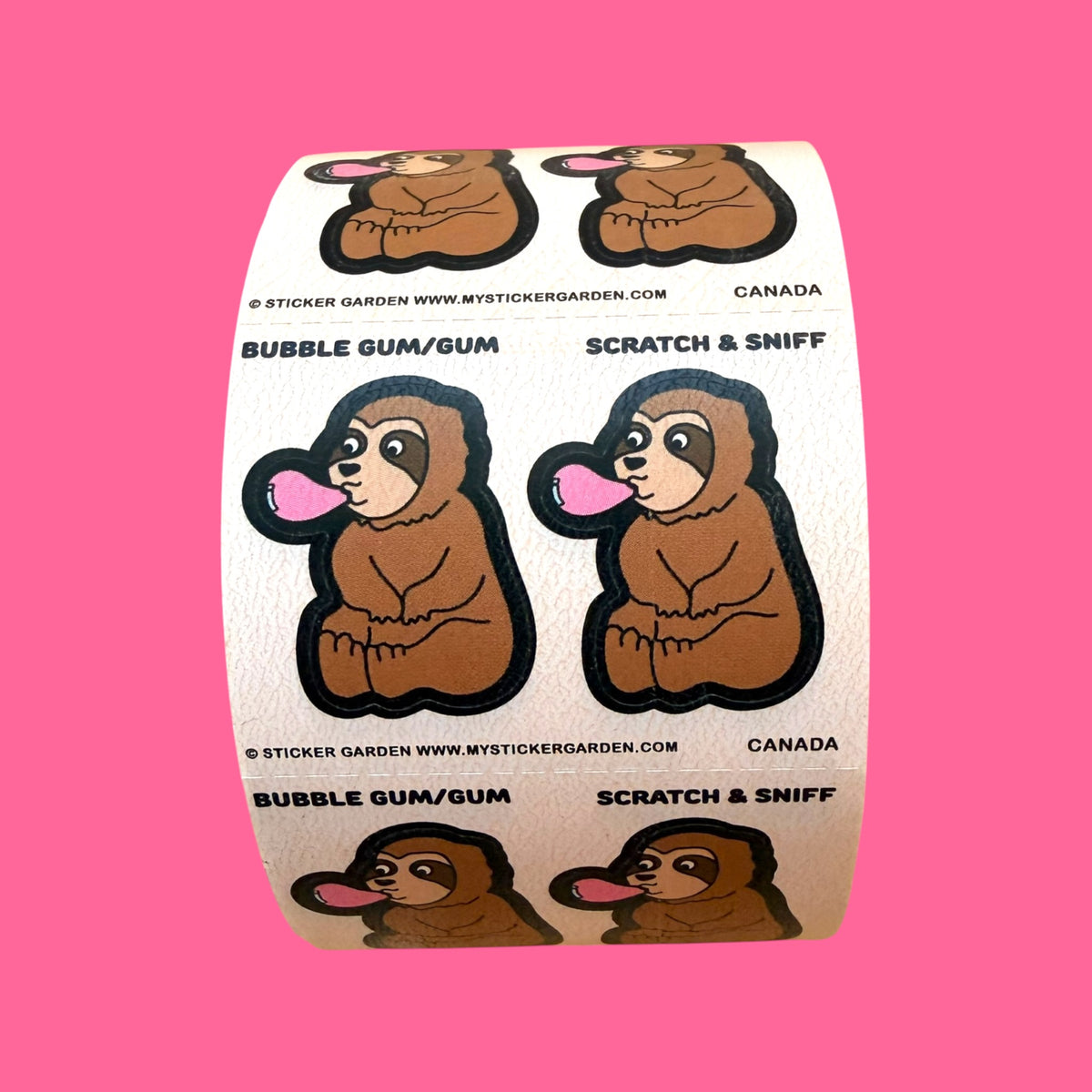 Sticker Roll -  Scratch and Sniff Sloth with Bubble Gum