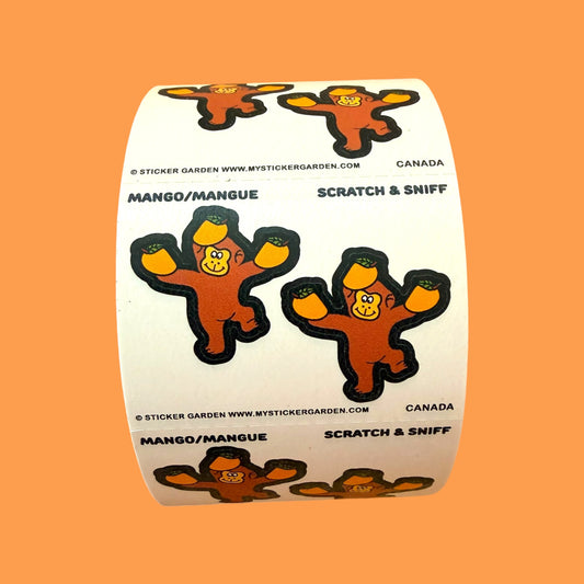 Sticker Roll -  Scratch and Sniff Monkey with Mango Scent