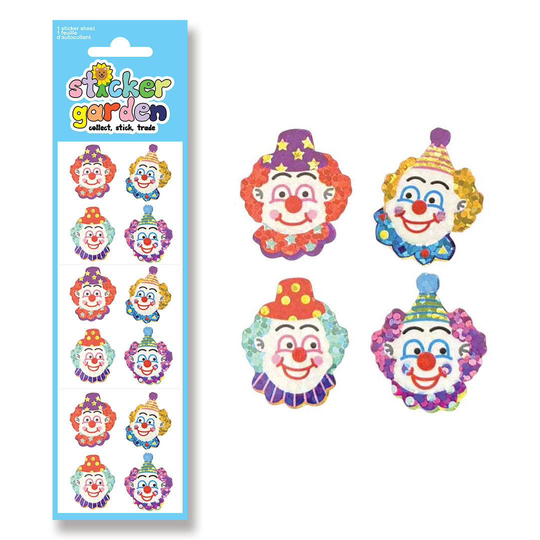Sparkle Clown Heads x6