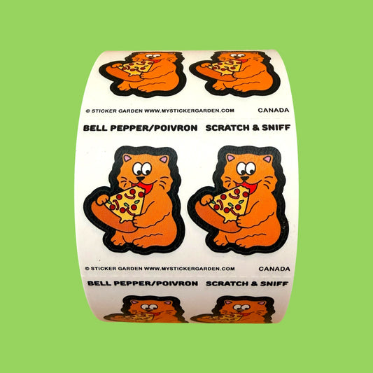 Sticker Roll -  Scratch and Sniff Cat  with Bell Pepper Scent